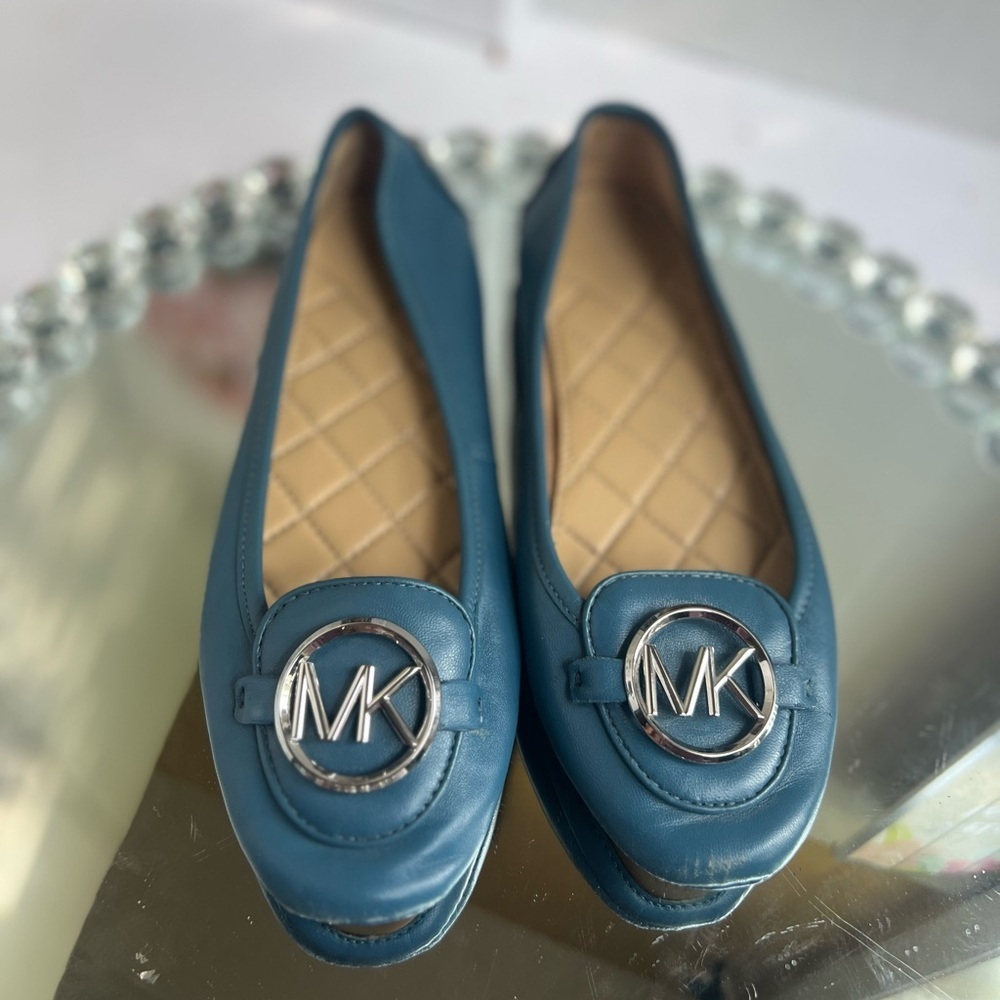 Michael Kors Teal Loafers with Silver Logo